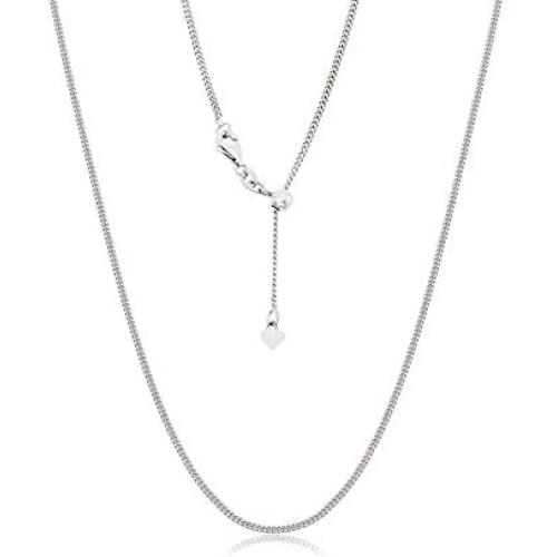 Orostar Sterling Silver 925 Unisex Adjustable 1MM Curb Bolo Chain, Extends to 24 Inches!