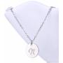 AOLO Personalized Birthstone Initial A Necklace Engraved Disc Danity Pendant Necklaces Silver