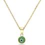 Pori Jewelers 14K Solid Gold Evil Eye Pendant Necklace - With 0.75mm 14K Chain - 16''