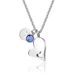 TCHYUN Heart Urn Necklace for Ashes Cross Angel Wing Charm Pendant 12 Birthstone Cremation Keepsake Jewelry