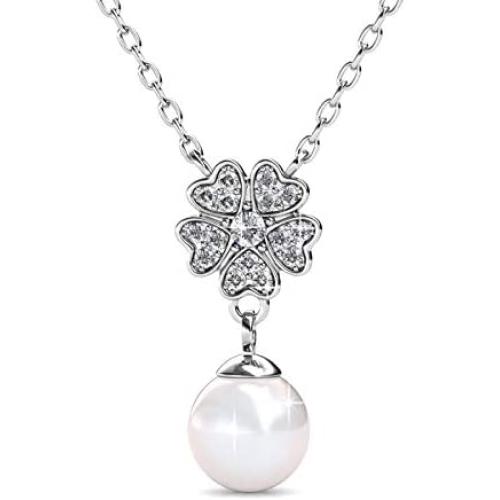 St.Claire Swarovski Crystals 18K Gold Plated Unique Pendant Necklace 925 Sterling Silver Necklace Birthstone Pendant Necklaces for Women with 5A Cubic Zirconia Christmas Jewelry Birthday Gift