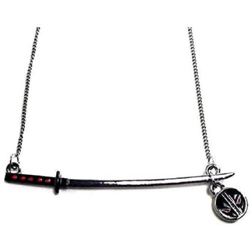 Marvel Comics Deadpool Sword and Logo Necklace , One Size , Black