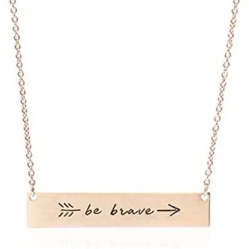 RIAH FASHION Inspirational Positive Message Pendant Simple Bar Necklace - Engraved Lettering Plate Delicate Chain Be Brave, Follow Your Heart, Love, Dream Valentines RIAH FASHION Inspirational Positive Message Pendant Simple Bar Necklace - Engraved Lettering Plate Delicate Chain Be Brave, Follow Your Heart, Love, Dream Valentines