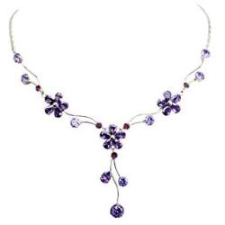 Faship Gorgeous Cubic Zirconia CZ Crystal Floral Necklace Earrings Set