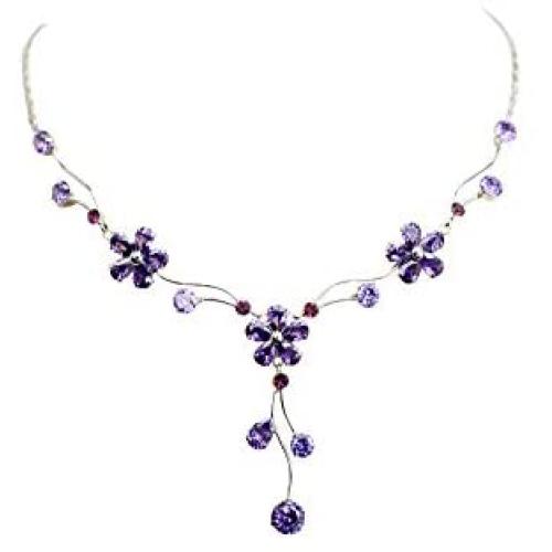 Faship Gorgeous Cubic Zirconia CZ Crystal Floral Necklace Earrings Set