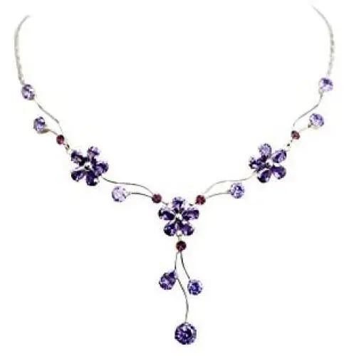 Faship Gorgeous Cubic Zirconia CZ Crystal Floral Necklace Earrings Set