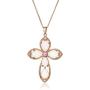 14K Rose Gold over Sterling Silver Created Opal with Created Pink Sapphire Cross Pendant Necklace, 18''