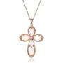 14K Rose Gold over Sterling Silver Created Opal with Created Pink Sapphire Cross Pendant Necklace, 18''