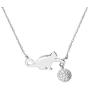 Cute Cat Necklace Crystal Ball Pendant Choker Necklace for Women Teens Girls S925 Sterling Silver Small Polished CZ Diamond Cluster Charm Chain 18'' Hypoallergenic Lovely Jewelry