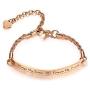 Stainless Steel Engraved Bar Inspirational Bracelets Fashion Bangles Link Charm Bracelet for Women Girl Sister Mother Friends, Friendship Sister Jewelry