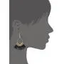 Small Tear Drop Dangle with Chain & Crystal Trimmings, Fan Shape Tassel Statement Earrings Small Tear Drop Dangle with Chain & Crystal Trimmings, Fan Shape Tassel Statement Earrings