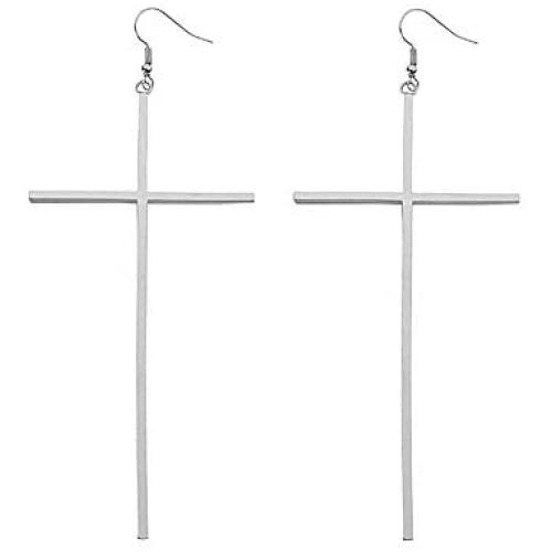Cross Earrings for Women Big Long Cross Dangle Drop Earrings Minimalist Jewelry （70mm Long ）