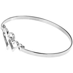 AeraVida Double Heart One Love .925 Sterling Silver Link Bracelet