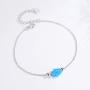 Kaletine Blue Synthetic Opal Hamsa Hand of Fatima Bracelet Sterling Silver 925 Adjustable Cable Chain 6.5''+1.5''