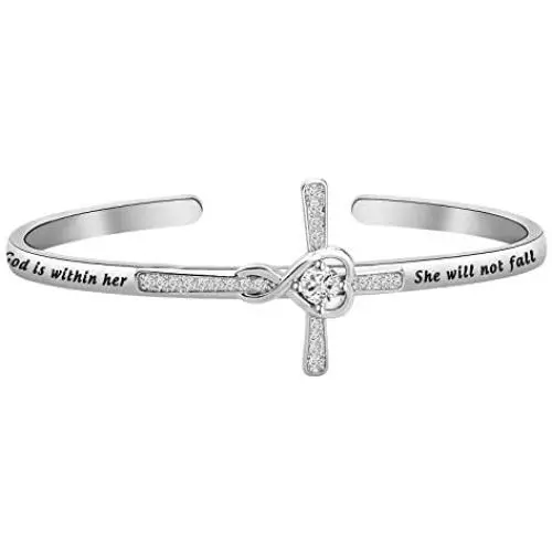 Zuo Bao Christian Gift Religious Jewelry Psalm 46:5 God is Within Her She Will Not Fall Bracelet Bible Verse Bracelet Gift for Godmother Zuo Bao Christian Gift Religious Jewelry Psalm 46:5 God is Within Her She Will Not Fall Bracelet Bible Verse Bracelet Gift for Godmother