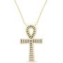 925 Sterling Silver Egyptian Ankh Baguette CZ Cross Pendant Necklace