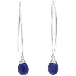 NOVICA Sterling Silver and Lapis Lazuli Dangle Earrings, Sublime