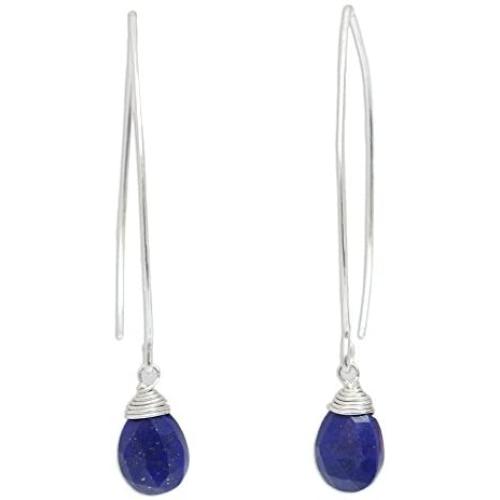 NOVICA Sterling Silver and Lapis Lazuli Dangle Earrings, Sublime