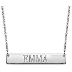MyNameNecklace Personalized Bar Pendant Necklace Precious Metal Silver 925 Engraved with Any Name Letter Symbols-Jewelry Gift for Her