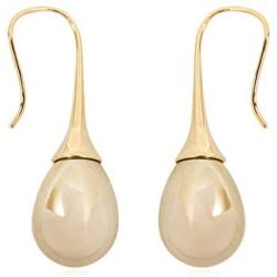 RIAH FASHION Simulated Pearl Hypoallergenic Real Silver & 14K Gold Plated Earrings - Oversized Faux Pearl Round Bead Classic Leverback Drop, Teardrop