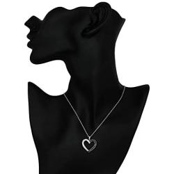 Pipa Bella 925 Sterling Silver Vintage Silhouette Wrap Heart Pendant with Natural Diamonds and Treated Black Diamonds. Pendant Necklaces for Women Girls 1/4cttw (IJ - I2 I3)