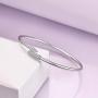 LUHE Dainty Open Cuff Bracelets Sterling Silver Plain Polished Finish Open Cuff Bangle Jewelry Gift for Women Tenns Girls fit Wrist from 5.5-7.6 in Circumference