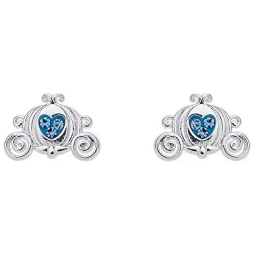 Disney Princess Cinderella Jewelry, Royal Carriage Silver Plated Stud Earrings