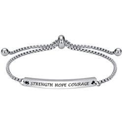 Dainty Personalized Faith Bracelet- STRENGTH HOPE COURAGE -Inspirational Quotes Adjustable Cuff Jewelry For Women, Ideal Gift for Sisters, Niece, Granddaughter, Female friends