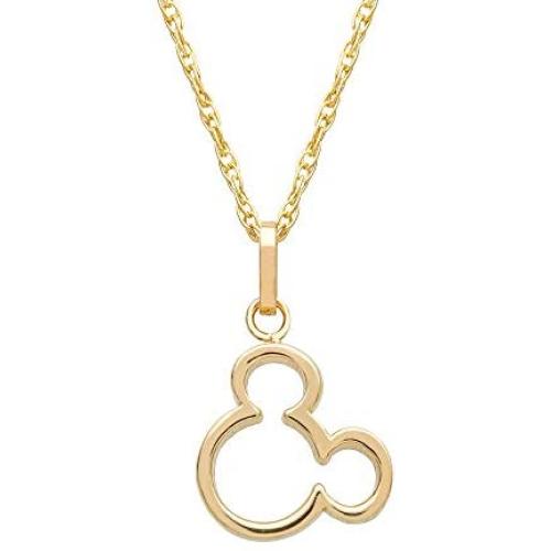 Disney Jewelry Mickey or Minnie Mouse 14K Yellow Gold Pendant Necklace, 18''