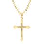 SEMBILAN Cross Cubic Zirconia Necklace 14K Gold Plated Copper Cross Pendant Necklace Copper Chain Jewelry for Women Ladies Teens Girls (Gold Cross Crystal-4)
