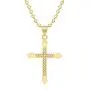 SEMBILAN Cross Cubic Zirconia Necklace 14K Gold Plated Copper Cross Pendant Necklace Copper Chain Jewelry for Women Ladies Teens Girls (Gold Cross Crystal-4)