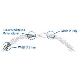 Quadri - Premium Quality 925 Sterling Silver 3.5mm Solid Round Byzantine Link Chain Bracelet for Women Men Girls Boys - 7'' - 7.5'' - 8'' - 8.5'' inch - Handmade in Italy Certified - Gift Box Included