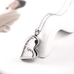 Suxerlry Heart Urn Necklace Cremation Engraved Stainless Steel Ashes Memorial Keepsake Jewelry