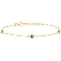 GELIN Evil Eye Charm Chain Bracelet in 14k Solid Gold | Protection Bracelets for Women | Turquoise Handmade Jewelry