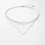 LETTARIUS Disc Bar Pendant Layering Necklace Stainless Steel Layered Chain Choker LETTARIUS Disc Bar Pendant Layering Necklace Stainless Steel Layered Chain Choker