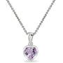 Sterling Silver Genuine or Synthetic Gemstone 7mm Heart Bezel-Set Pendant Necklace