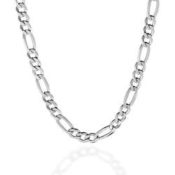 Quadri - Figaro Link Chain 7 mm in 925 Sterling Silver Italian Necklace for Men Women Boys Girls - 10 to 30 Inch - Premium Quality Made in Italy Certified - Gift Box Included