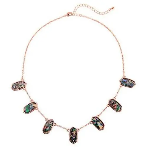 YUJIAXU Framed Etched Oval Faux Druzy Glitter Statement Short Necklace for Womens Gift Outfit Jewelry
