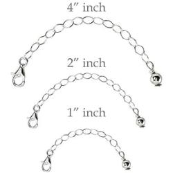 Sterling Silver Pendant Necklace Bracelet Anklet Chain Extenders for Necklace, 1'' 2'' and 4''