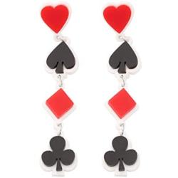 Playing Cards Suit Dangle Poker Blackjack Heart Spade Club Casino Dangle Drop Earrings