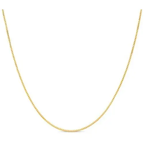 18k Gold over Sterling Silver 1mm Box Chain Necklace Made in Italy 14 Inch