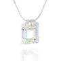 Stera Jewelry Sterling Silver Necklace Made with Swarovski Bermuda Blue or AB Square Crystal Pendant