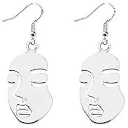 SEIRAA Face Abstract Statement Earrings Black Pride Gift for Black History Month Afro Dangle Earrings