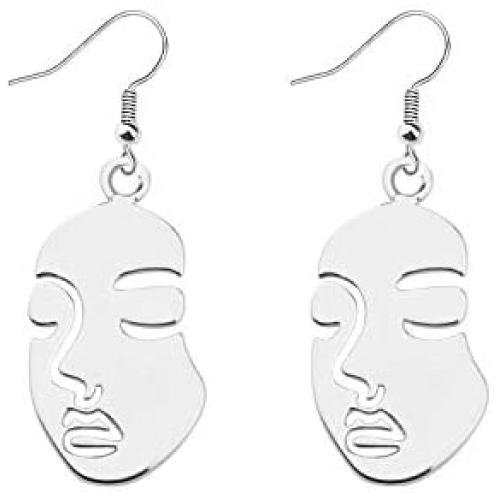 SEIRAA Face Abstract Statement Earrings Black Pride Gift for Black History Month Afro Dangle Earrings