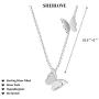 SHERLOVE 14K Gold/Sterling Silver Plated Butterfly Necklace Simple Dainty Pendant Necklace Trendy Jewelry for Women Teen Girls
