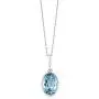 Gem Stone King 925 Sterling Silver Blue Topaz Pendant Necklace For Women 7.00 Ct Gemstone Birthstone, 14X10MM Oval Shape with 18 Inch Silver Chain