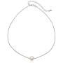 GemStar USA Sterling Silver Simulated White Pearl Semi-Round Ball Dainty Choker Necklace for Women Girls