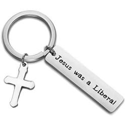 Zuo Bao Religious Christian Gift Jesus Cross Jewelry Jesus was A Liberal Keyring Christian Atheist Religious Liberal Democrat Church