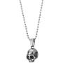 COOLSTEELANDBEYOND Mens Women Small Steel Dotted Rough Textured Skull Pendant Necklace, 23.6 inches Ball Chain