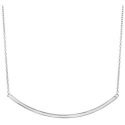 Ritastephens Sterling Silver Long Flat Curved Bar Pendant Necklace 18''